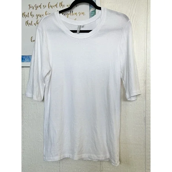 Jarbo White Size 42 Half Sleeve 95% Pima Cotton Crew Neck Woman's T Shirt - Picture 1 of 6